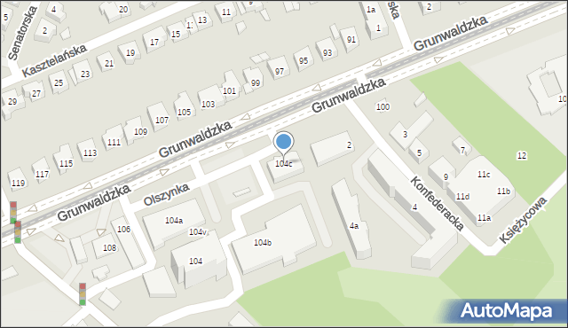Poznań, Grunwaldzka, 104c, mapa Poznania