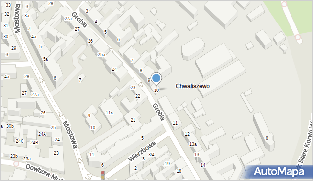 Poznań, Grobla, 10, mapa Poznania