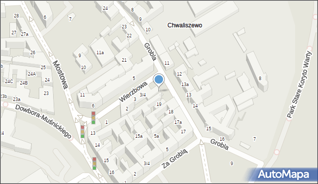 Poznań, Grobla, 19b, mapa Poznania