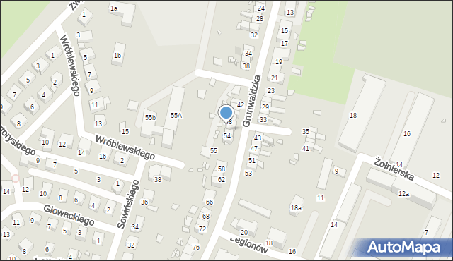 Prudnik, Grunwaldzka, 52, mapa Prudnik