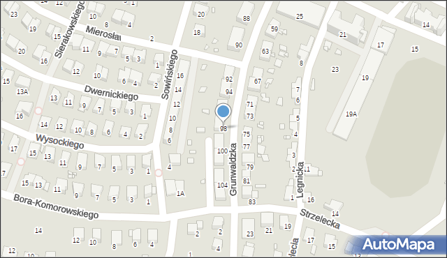 Prudnik, Grunwaldzka, 98, mapa Prudnik