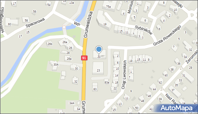 Pruszcz Gdański, Grota-Roweckiego Stefana, gen., 21, mapa Pruszcz Gdański