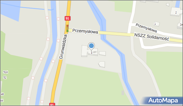 Pruszcz Gdański, Grunwaldzka, 1, mapa Pruszcz Gdański