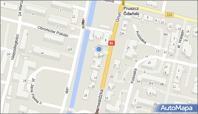 Pruszcz Gdański, Grunwaldzka, 10, mapa Pruszcz Gdański
