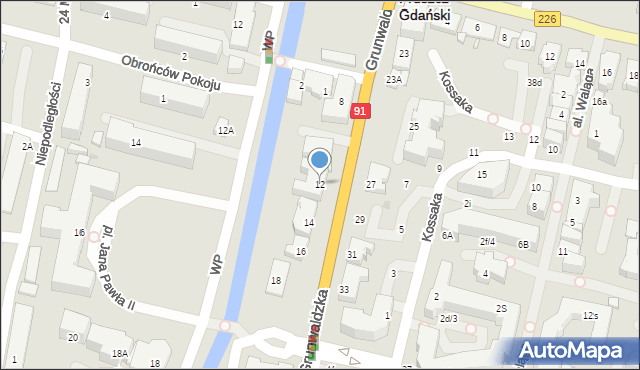 Pruszcz Gdański, Grunwaldzka, 12, mapa Pruszcz Gdański