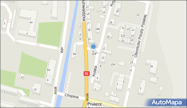 Pruszcz Gdański, Grunwaldzka, 21A, mapa Pruszcz Gdański