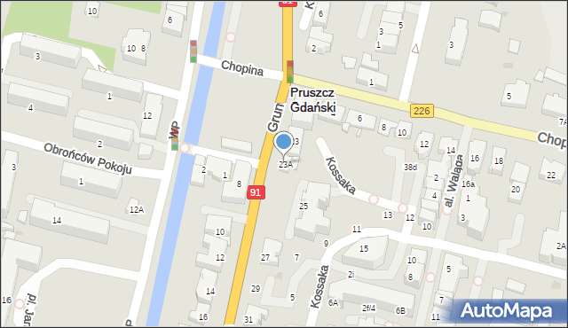 Pruszcz Gdański, Grunwaldzka, 23A, mapa Pruszcz Gdański