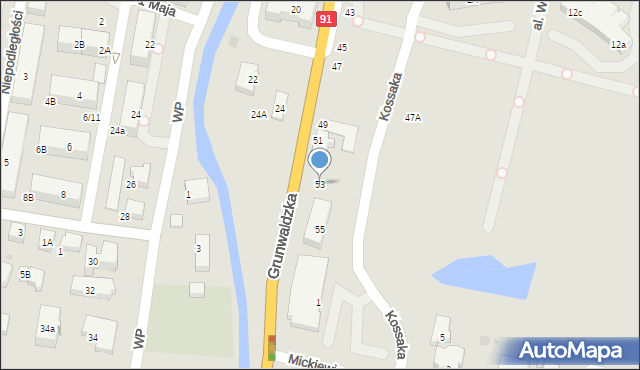 Pruszcz Gdański, Grunwaldzka, 53, mapa Pruszcz Gdański
