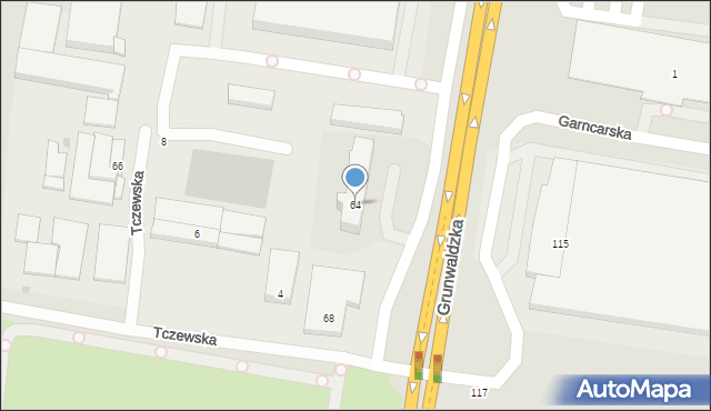 Pruszcz Gdański, Grunwaldzka, 64, mapa Pruszcz Gdański