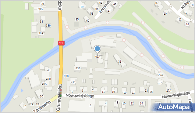 Pruszcz Gdański, Grunwaldzka, 93A, mapa Pruszcz Gdański
