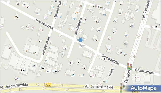 Pruszków, Grunwaldzka, 13, mapa Pruszków