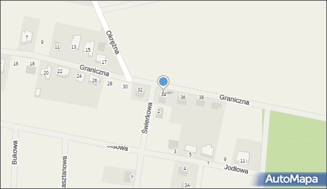 Przybyszewo, Graniczna, 34, mapa Przybyszewo