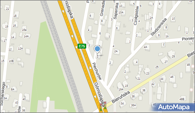 Pszczyna, Grenadierów, 2, mapa Pszczyny