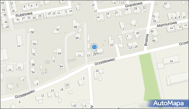Pszczyna, Grzebłowiec, 15, mapa Pszczyny