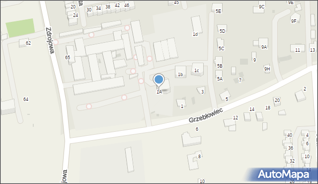 Pszczyna, Grzebłowiec, 1A, mapa Pszczyny