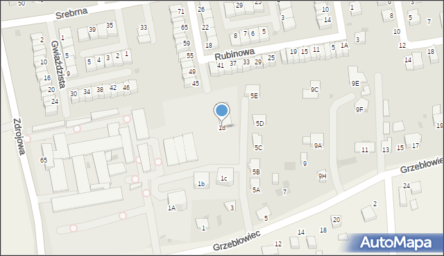 Pszczyna, Grzebłowiec, 1d, mapa Pszczyny