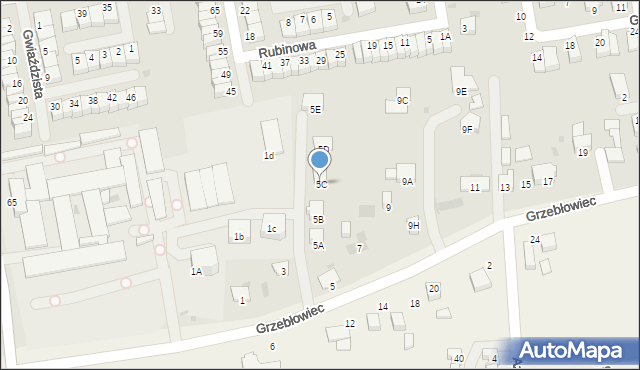 Pszczyna, Grzebłowiec, 5C, mapa Pszczyny