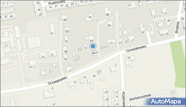 Pszczyna, Grzebłowiec, 9H, mapa Pszczyny