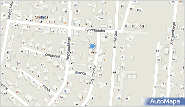 Pszczyna, Grzegorzka Józefa, 25, mapa Pszczyny