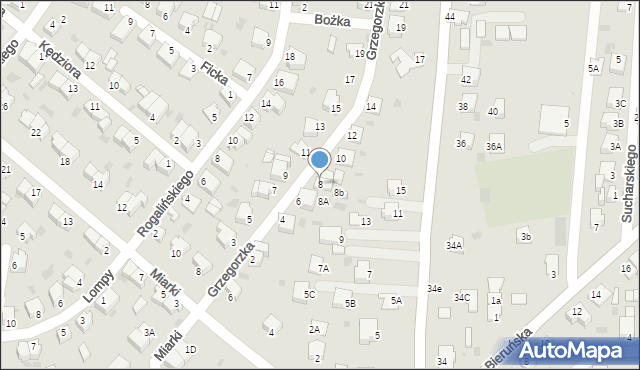 Pszczyna, Grzegorzka Józefa, 8, mapa Pszczyny
