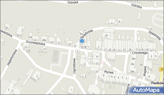 Radków, Grunwaldzka, 11, mapa Radków