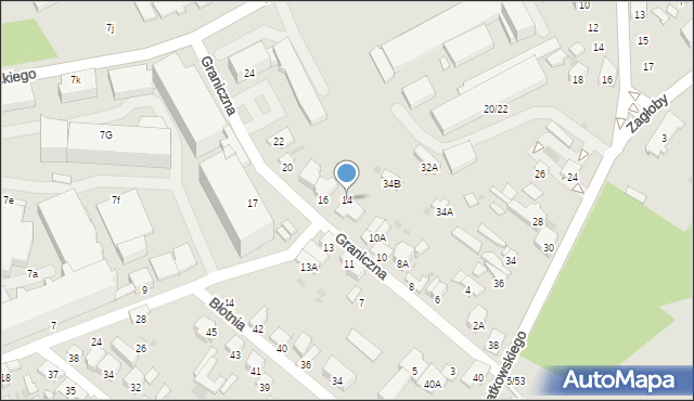 Radom, Graniczna, 14, mapa Radomia