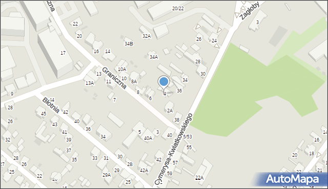 Radom, Graniczna, 4, mapa Radomia