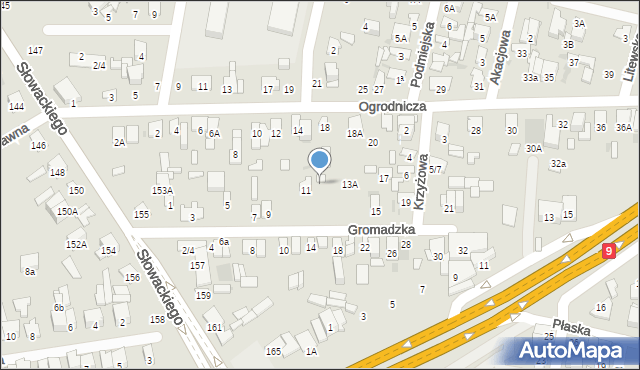 Radom, Gromadzka, 13, mapa Radomia