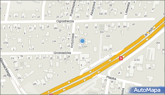 Radom, Gromadzka, 23, mapa Radomia