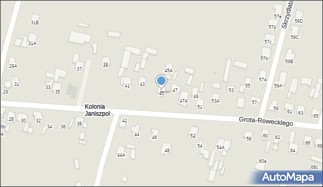 Radom, Grota-Roweckiego Stefana, gen., 45, mapa Radomia