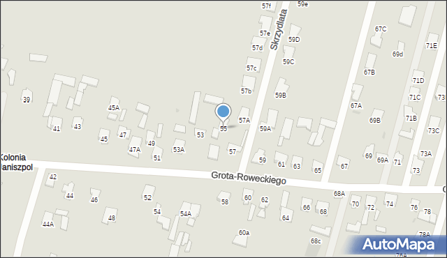 Radom, Grota-Roweckiego Stefana, gen., 55a, mapa Radomia