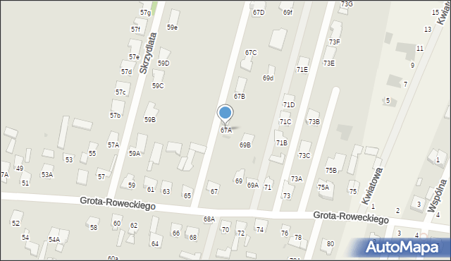 Radom, Grota-Roweckiego Stefana, gen., 67A, mapa Radomia