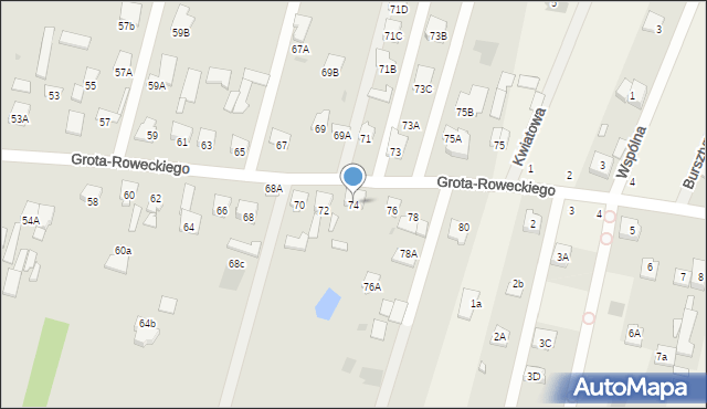 Radom, Grota-Roweckiego Stefana, gen., 74, mapa Radomia