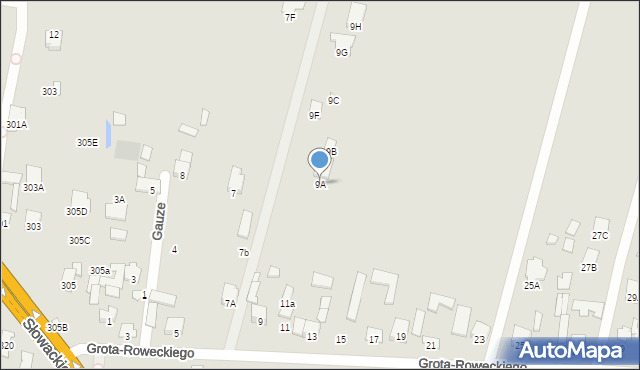 Radom, Grota-Roweckiego Stefana, gen., 9A, mapa Radomia