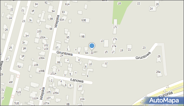 Radom, Gruntowa, 11, mapa Radomia