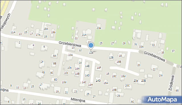 Radom, Grzebieniowa, 12a, mapa Radomia
