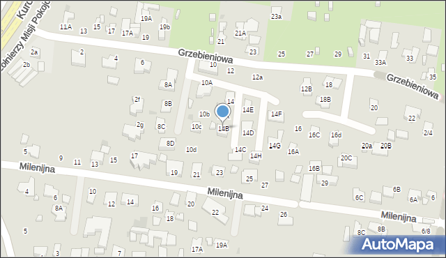 Radom, Grzebieniowa, 14B, mapa Radomia