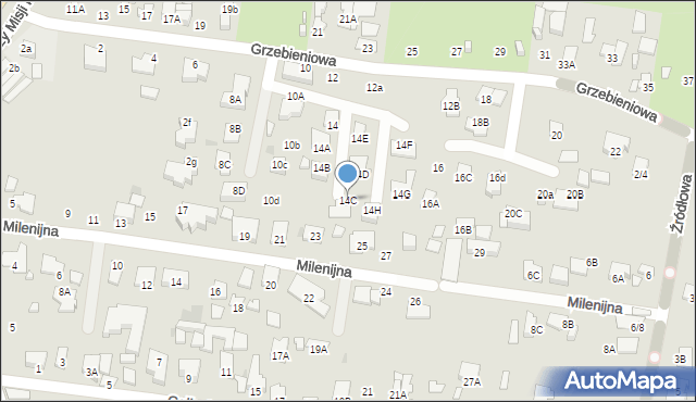 Radom, Grzebieniowa, 14C, mapa Radomia