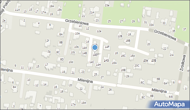 Radom, Grzebieniowa, 14D, mapa Radomia