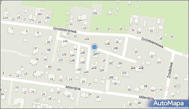 Radom, Grzebieniowa, 14F, mapa Radomia