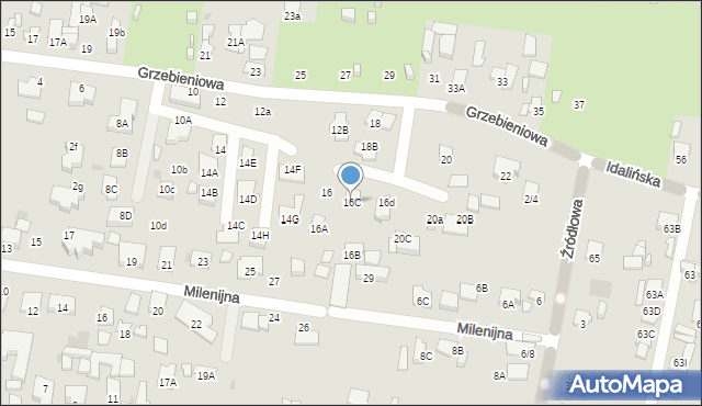 Radom, Grzebieniowa, 16C, mapa Radomia