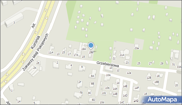 Radom, Grzebieniowa, 19b, mapa Radomia