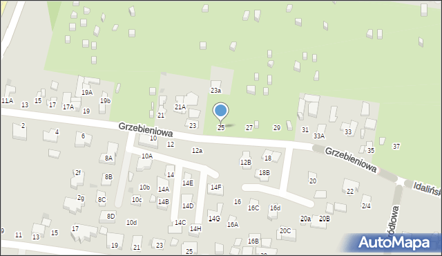 Radom, Grzebieniowa, 25, mapa Radomia