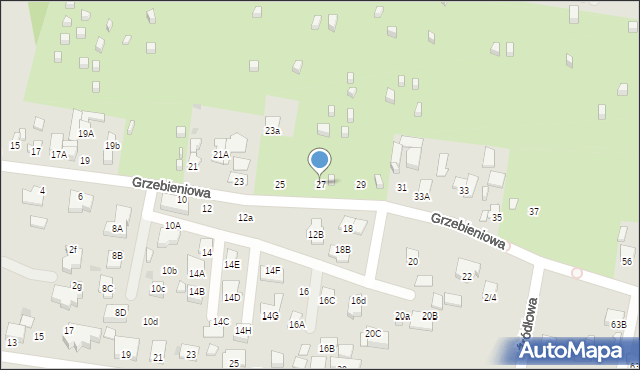 Radom, Grzebieniowa, 27, mapa Radomia