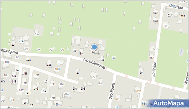 Radom, Grzebieniowa, 33b, mapa Radomia