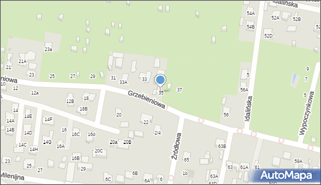 Radom, Grzebieniowa, 35, mapa Radomia