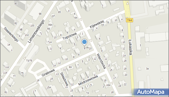 Radom, Grabowa, 4, mapa Radomia