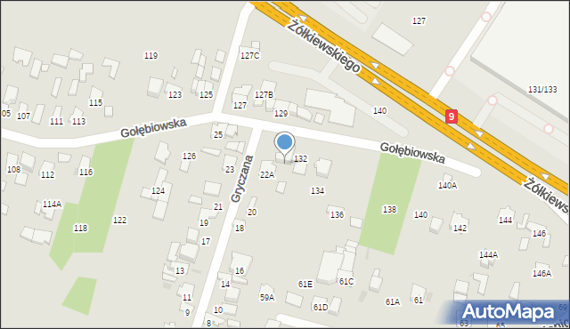 Radom, Gryczana, 22, mapa Radomia