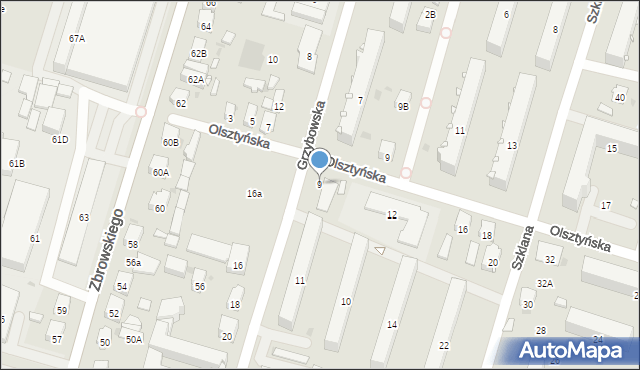 Radom, Grzybowska, 9, mapa Radomia