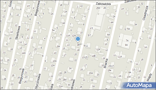Radom, Grudniowa, 16, mapa Radomia